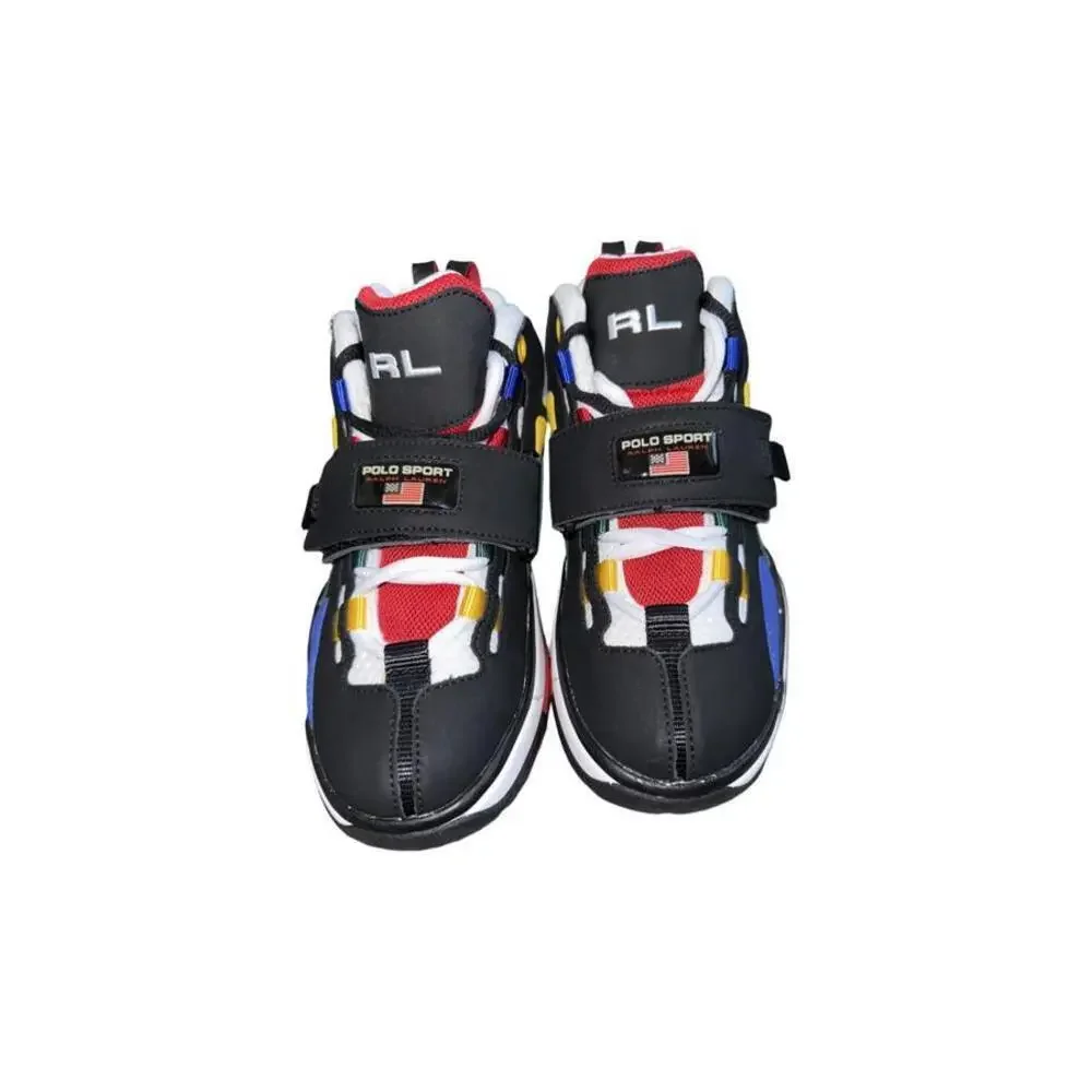 Polo Sport Ralph Lauren Ps100 High Top Shoes Size 4 Black /Multicolor Colorblock